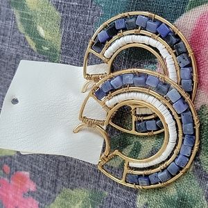 Free People gold hoop blue earrings